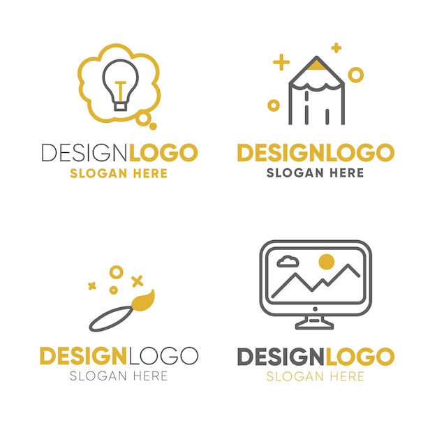 Gratis vector modern plat grafisch ontwerp logo set
