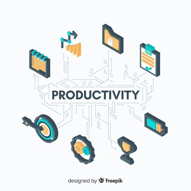 Gratis vector modern productiviteitsconcept met isometrische mening