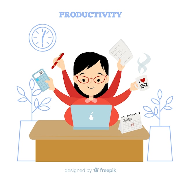 Gratis vector modern productiviteitsconcept met vlak ontwerp