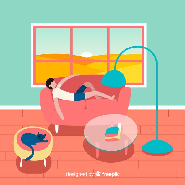 Modern woonkamerbinnenhuisontwerp met vlak ontwerp