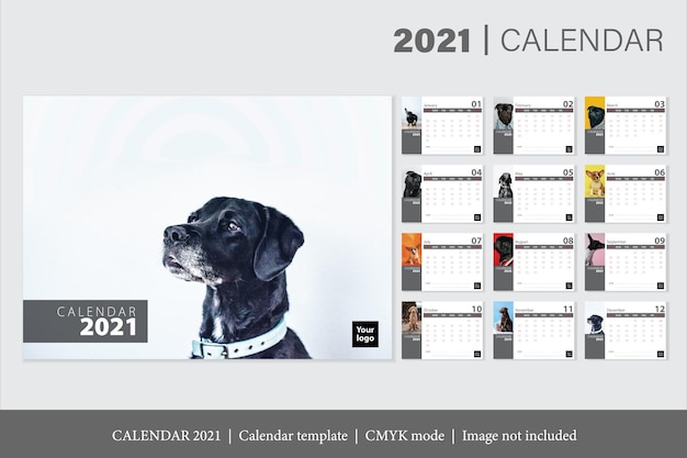 Moderne 2021 kalendersjabloon