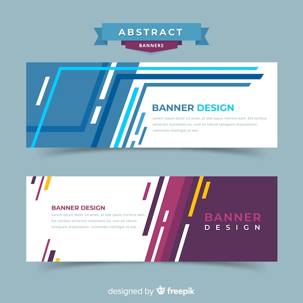 Gratis vector moderne abstracte banners met platte ontwerp