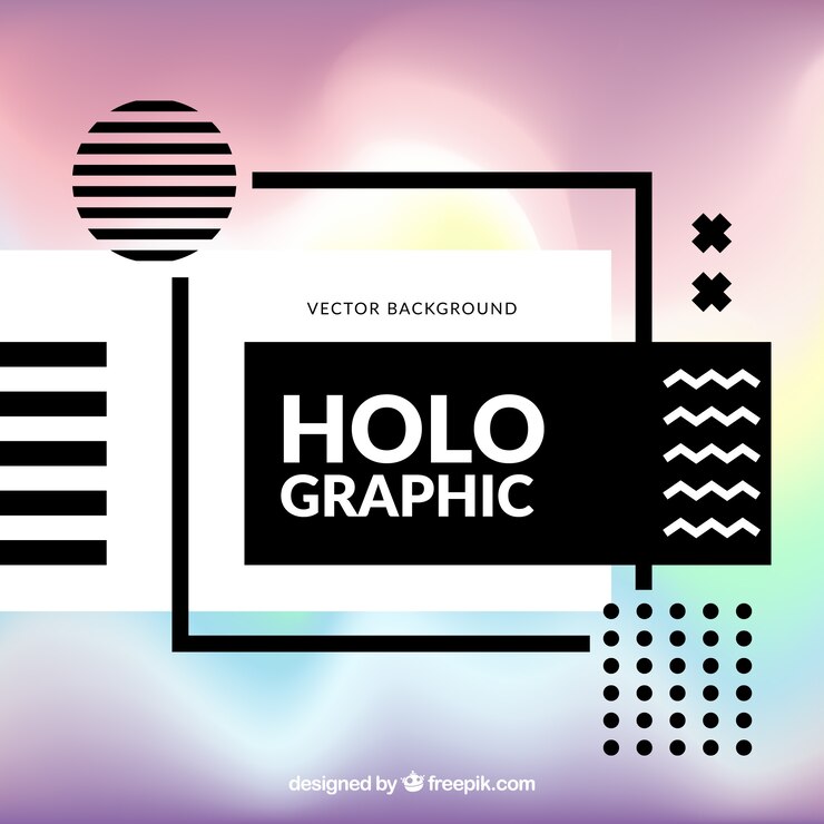 Gratis Vector moderne achtergrond met geometrische vormen en holografisch effect