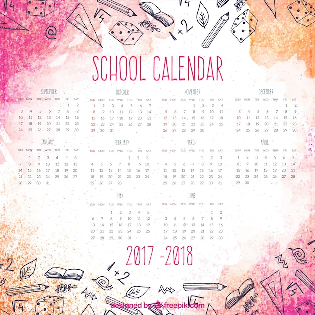 Moderne aquarel school kalender