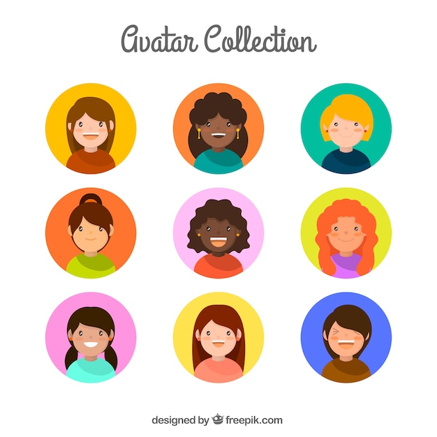 Gratis vector moderne avatars van verschillende vrouwen