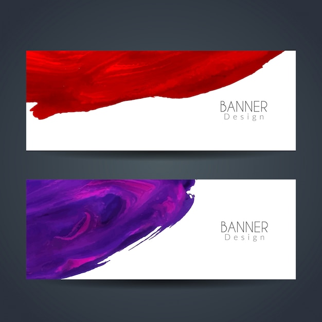 Moderne banners met kleurrijke aquarel vlekken