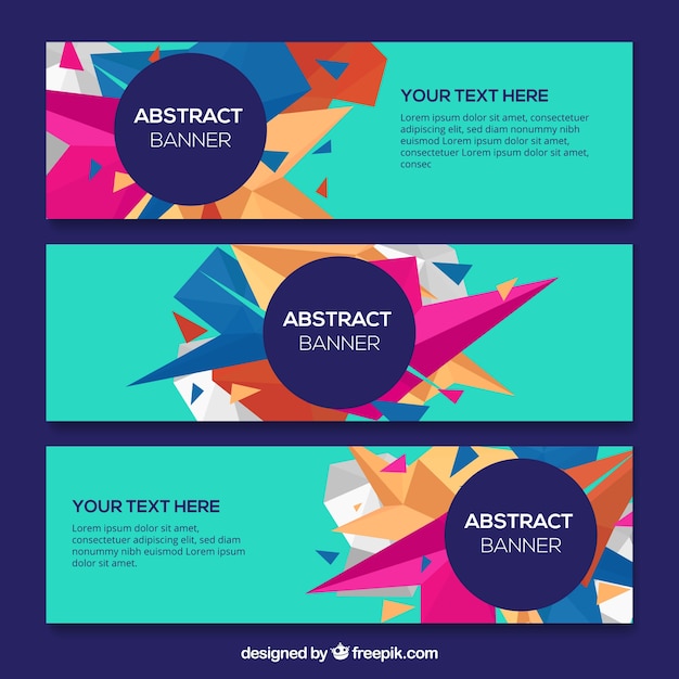 Gratis vector moderne banners van abstracte vormen verpakken