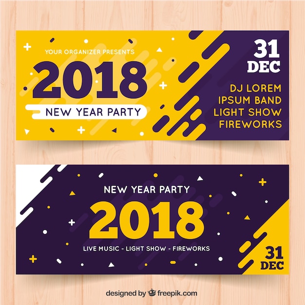 Gratis vector moderne banners voor nieuw jaar 2018