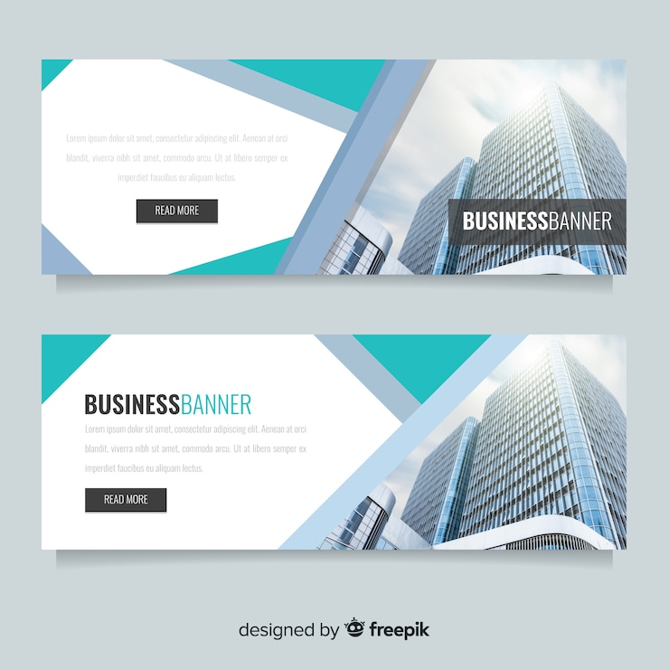 Gratis Vector moderne bedrijfsbanners met foto