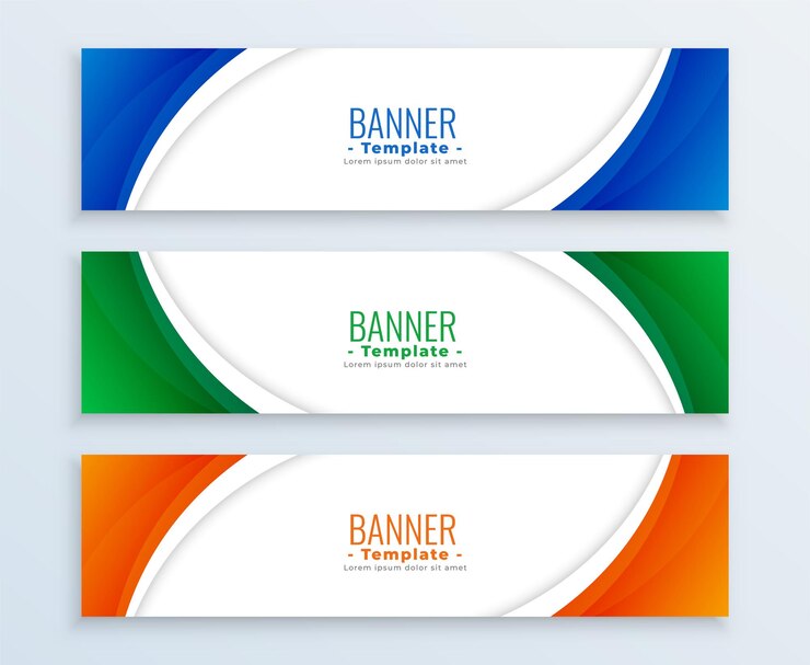 Gratis Vector moderne bedrijfsbrede spandoeken in drie kleuren