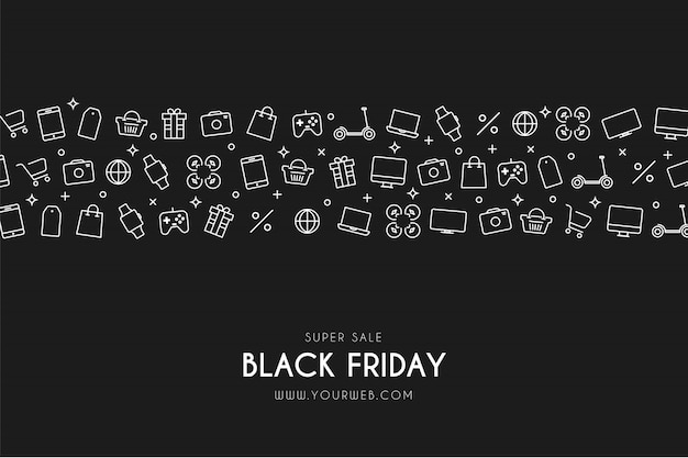 Moderne Black Friday-achtergrond met pictogrammen