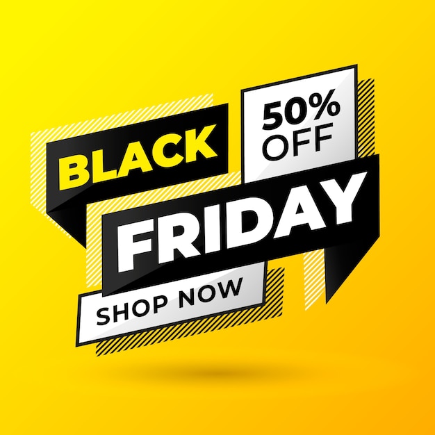 Moderne Black Friday-banner met gele achtergrond