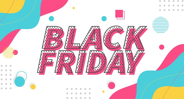 Gratis vector moderne black friday kleurrijke super sale met memphis achtergrond