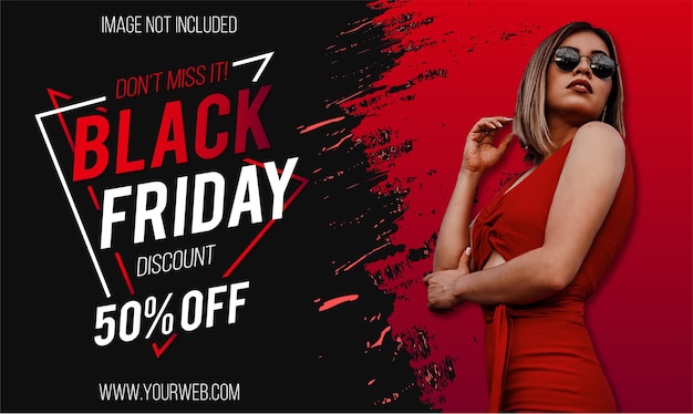 Moderne black friday super sale met red splash banner design