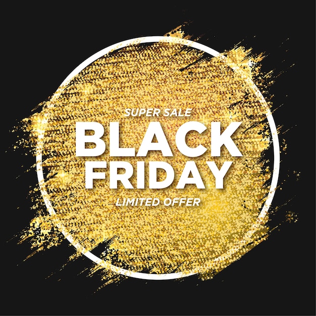 Moderne black friday-uitverkoop met gouden glitterpenseel