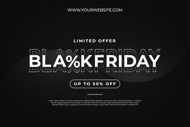 Moderne Black Friday-uitverkoop met teksteffect en abstracte golfachtergrond