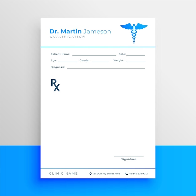 Gratis vector moderne blanco rx-receptformulierbrochure voor medische behandelingsvector