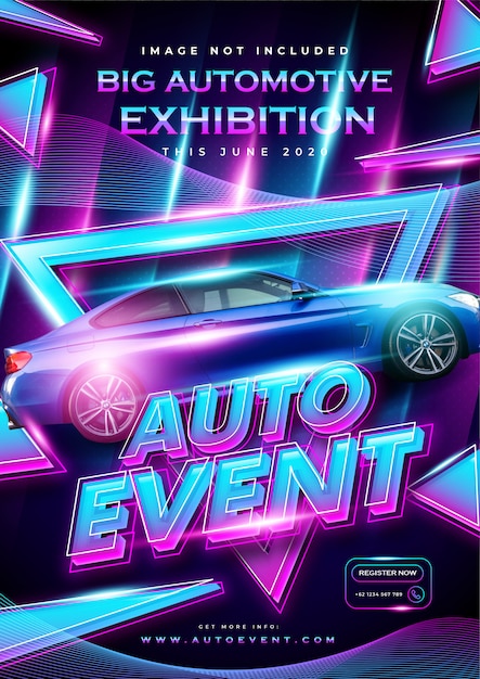 Moderne blauwe lichte auto evenement poster