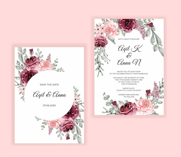 Moderne bruiloft uitnodigingskaart met prachtige bloemen