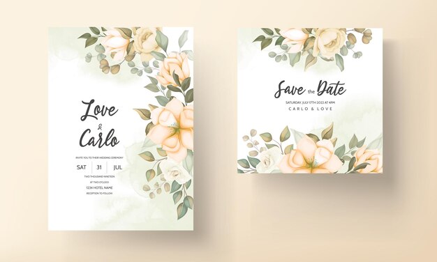 Moderne bruiloft uitnodigingskaart met prachtige bloemen
