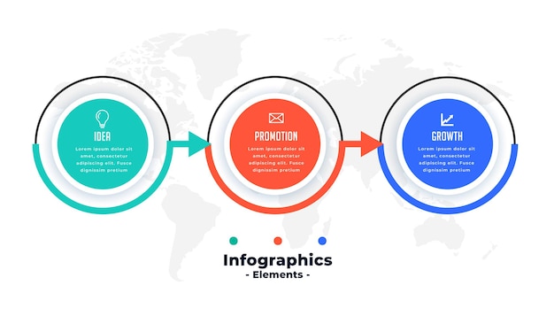 Moderne cirkel drie stappen infographic sjabloon
