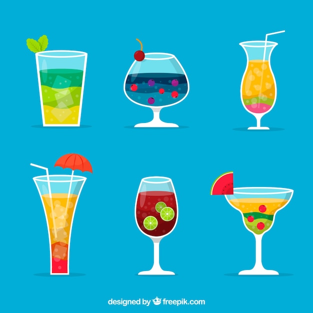 Gratis vector moderne cocktailcollectie met plat ontwerp