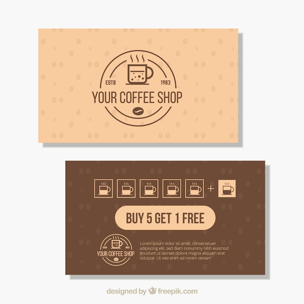 Gratis vector moderne coffeeshop loyaliteitskaart sjabloon