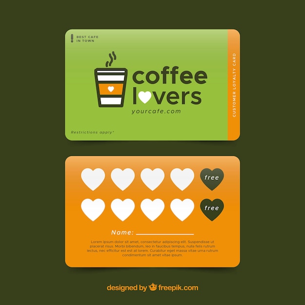 Gratis vector moderne coffeeshop loyaliteitskaart sjabloon