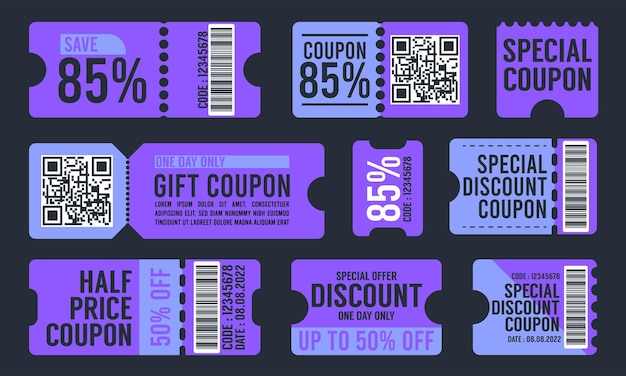 Gratis vector moderne coupon verkoop label collectie met platte ontwerp