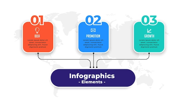 Gratis vector moderne drie stappen infographic presentatiesjabloon