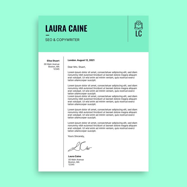 Moderne eenvoudige laura copywriter & seo letter