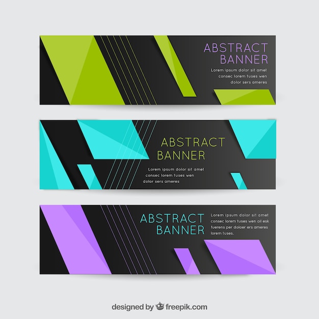 Gratis vector moderne elegante banners van kleurrijke vormen