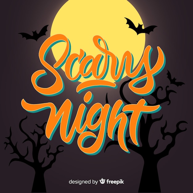 Gratis vector moderne enge nacht halloween belettering