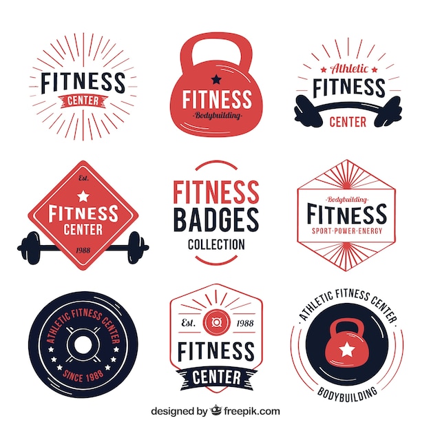 Gratis vector moderne fitness-badge set