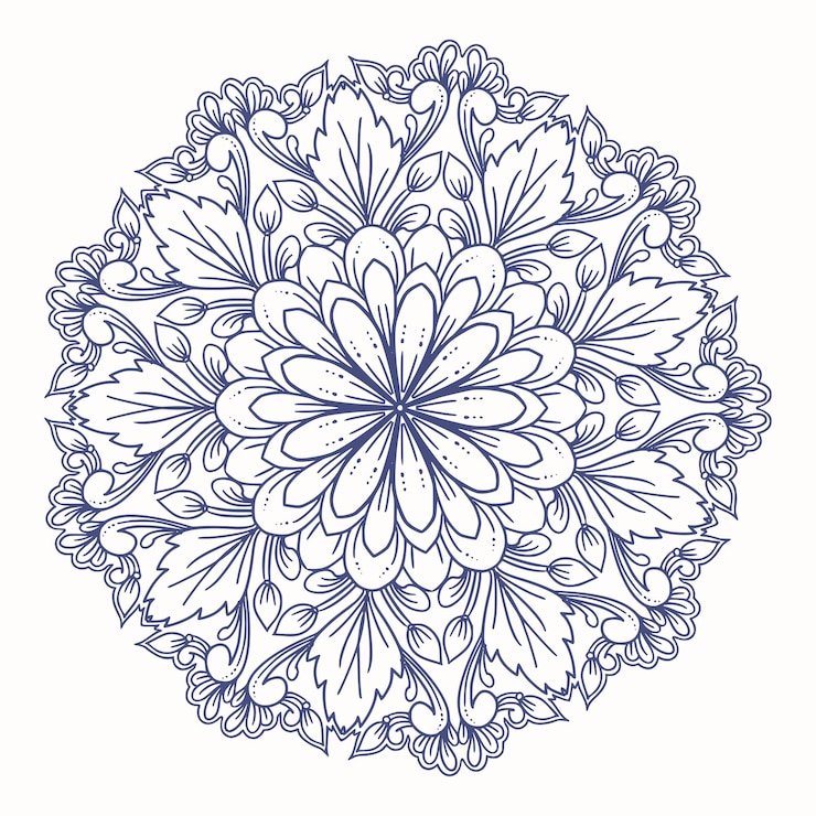 Gratis Vector moderne florale decoratieve mandala op witte achtergrond
