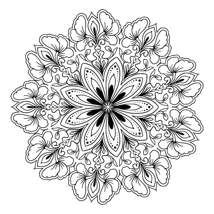 Gratis Vector moderne florale decoratieve mandala op witte achtergrond