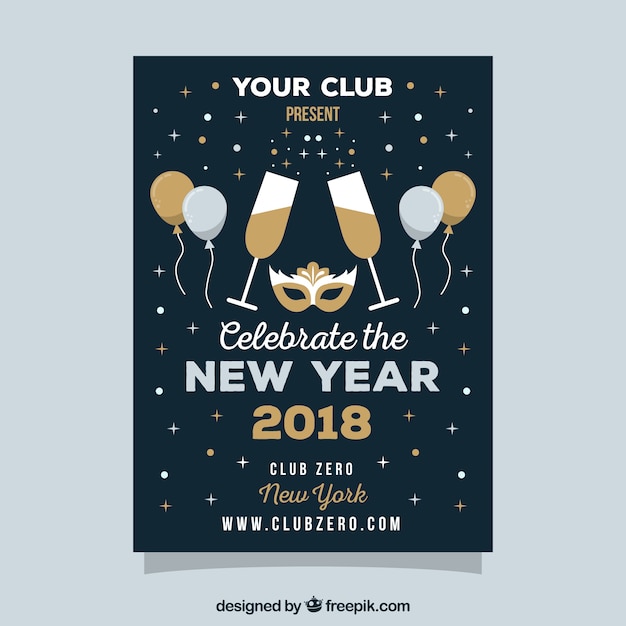 Gratis vector moderne flyer voor nieuwjaarsfeest