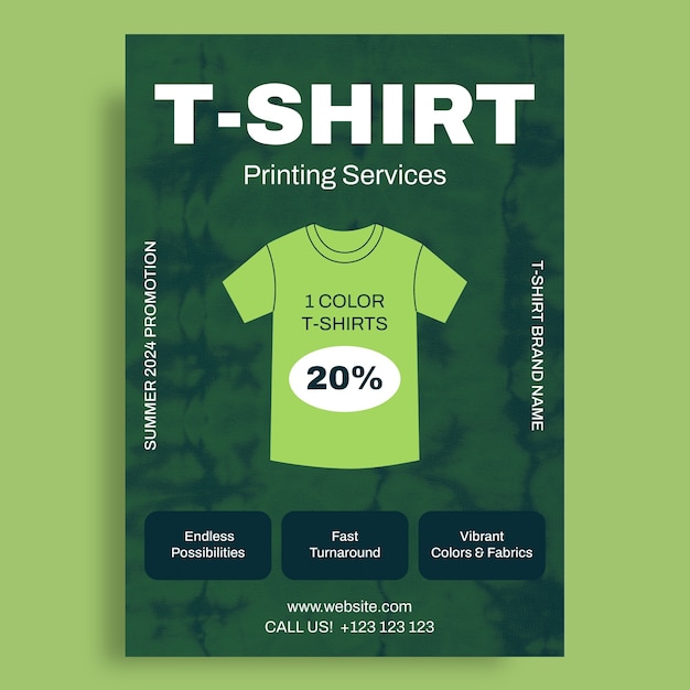 Gratis vector moderne flyer voor t-shirtdrukdiensten