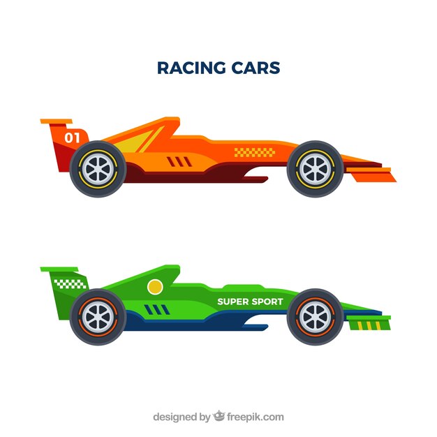 Moderne formule 1 raceauto's met plat ontwerp