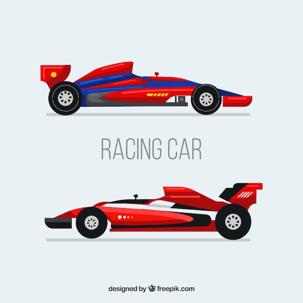 Moderne formule 1 raceauto's met plat ontwerp