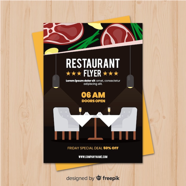 Gratis vector moderne gastronomische restaurant flyer sjabloon