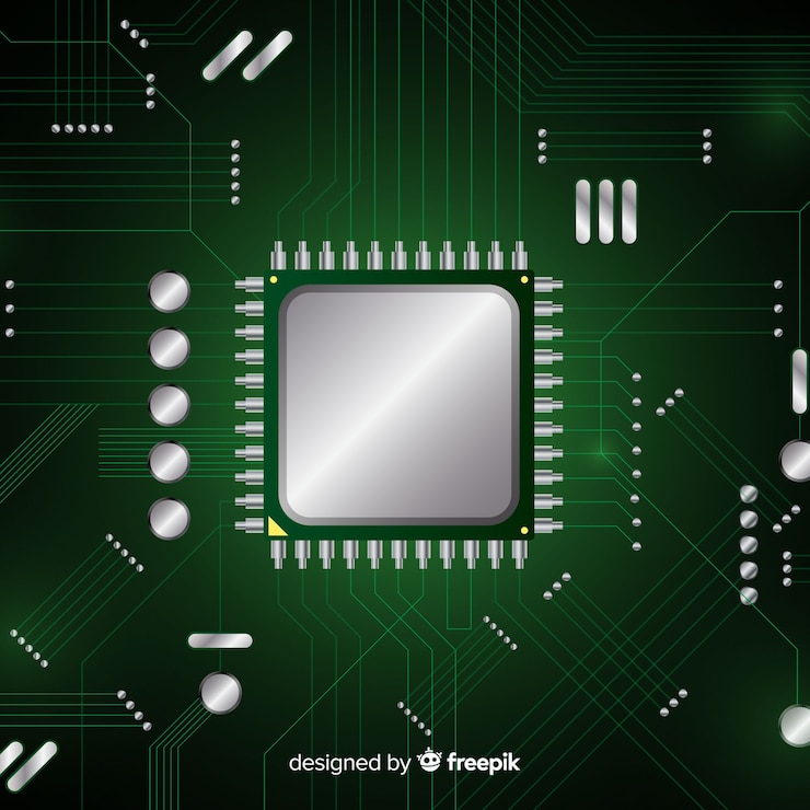 Gratis Vector moderne groene cpu-achtergrond