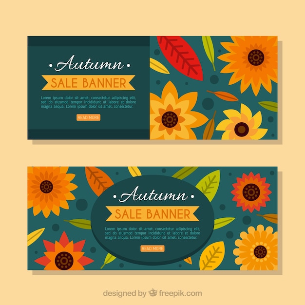 Gratis vector moderne herfst verkoop banners