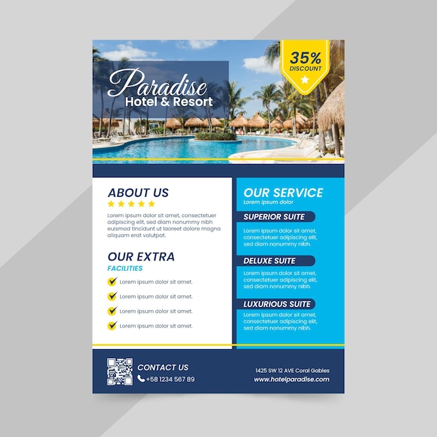 Gratis vector moderne hotel flyer-sjabloon