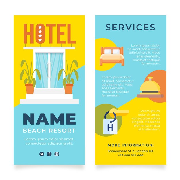 Moderne hotel folder sjabloon met illustratie