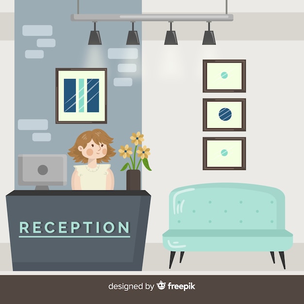 Gratis vector moderne hotelreceptie samenstelling