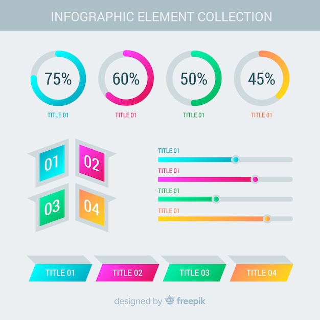 Gratis vector moderne infographic elementeninzameling met gradiëntstijl