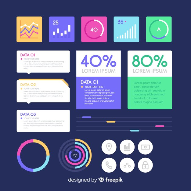 Gratis vector moderne infographic elementeninzameling met vlak ontwerp