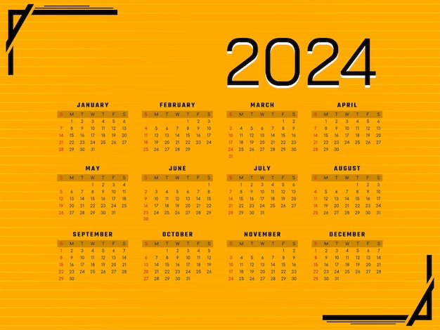 Gratis vector moderne kalenderontwerpvector voor het nieuwe jaar 2024