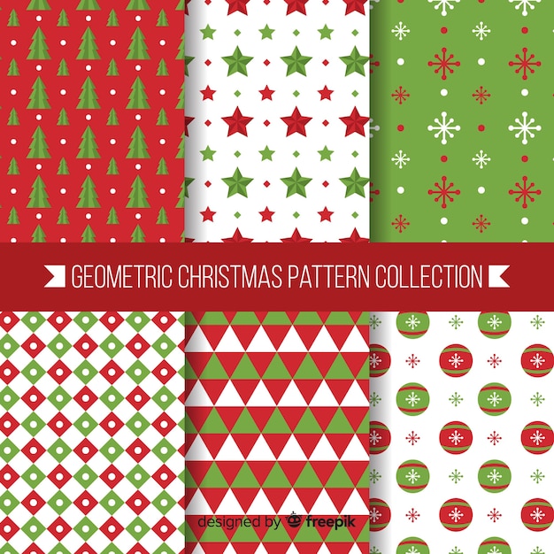 Moderne kerst patroon collectie met geometrisch ontwerp